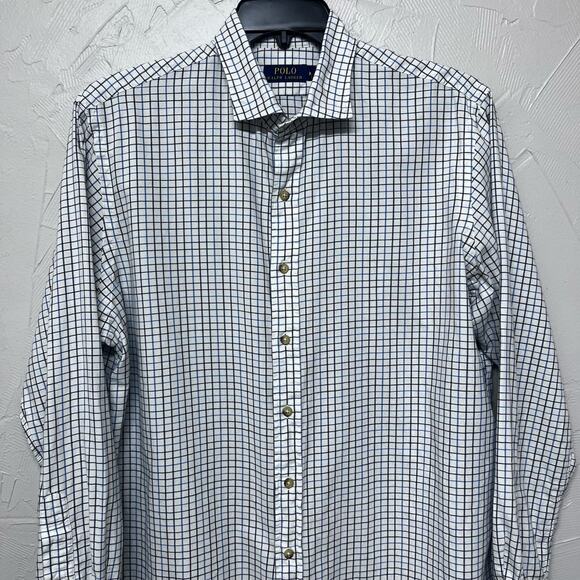 Polo Ralph Lauren Shirt men’s size XL 
long sleeve, button up 
white/blue check - Picture 2 of 6